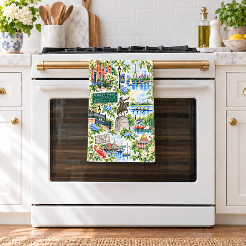 Boston Watercolor Tea Towel, Fenway, Beacon Hill & Charles River Kitchen Towel