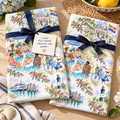 Fire Island Watercolor Tea Towel – Coastal Summer, Pride Beach House & Poolside Art