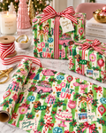 Oh What Fun Retro Christmas Wrapping Paper | Vintage Holiday Gift Wrap | Pink & Green Christmas Collage | Festive Kitsch Gift Paper