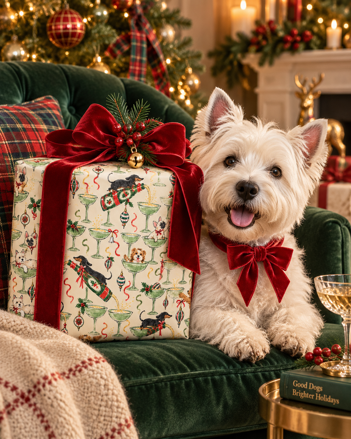Pop the bubbly, and bring the dogs Christmas Gift Wrap 🥂🐾