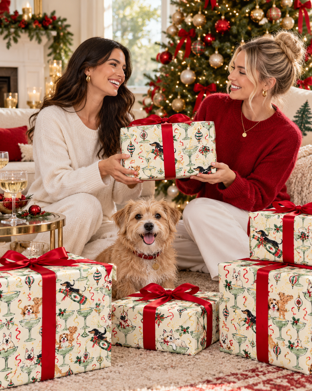 Pop the bubbly, and bring the dogs Christmas Gift Wrap 🥂🐾